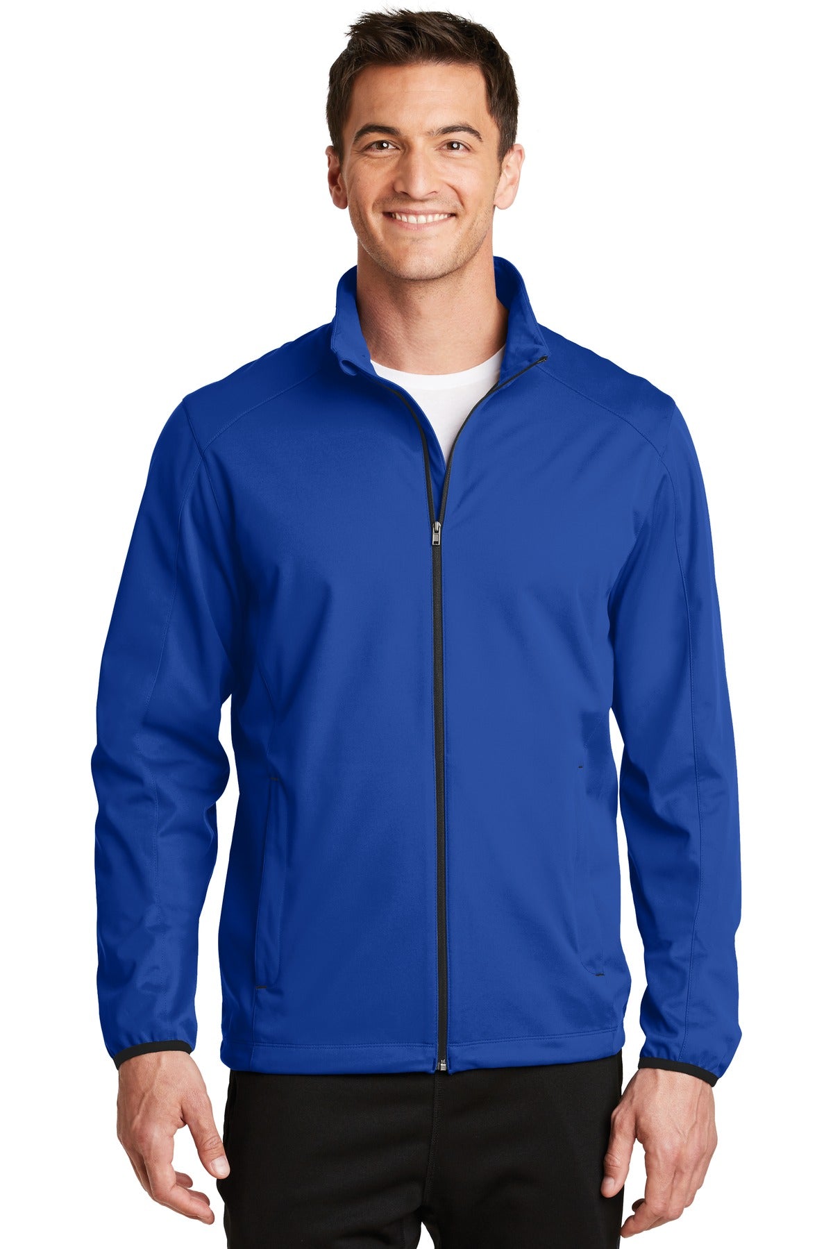 Front View of True Royal Port Authority Active Soft Shell Jacket. J717 plain