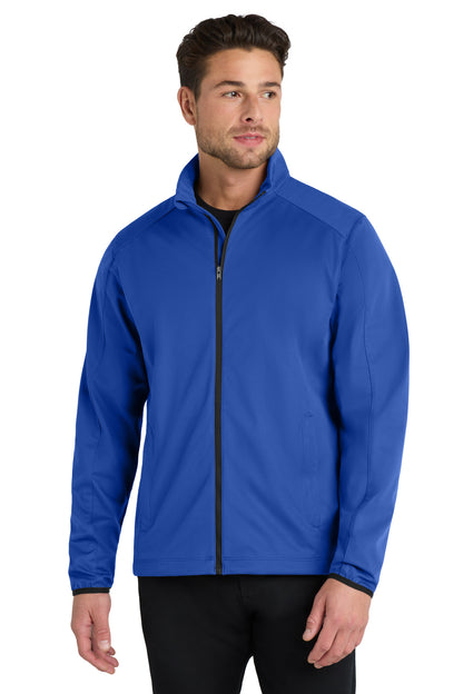 Front View of True Royal Port Authority Active Soft Shell Jacket. J717 plain