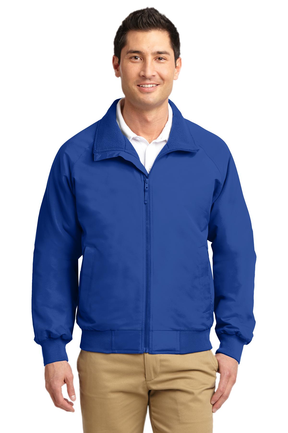 Front View of True Royal Port Authority Charger Jacket. J328 plain
