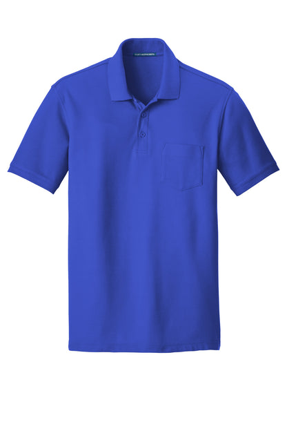 Front View of True Royal Port Authority Core Classic Pique Pocket Polo. K100P plain
