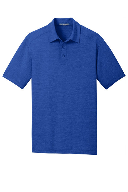 Front View of True Royal Port Authority Digi Heather Performance Polo. K574 plain