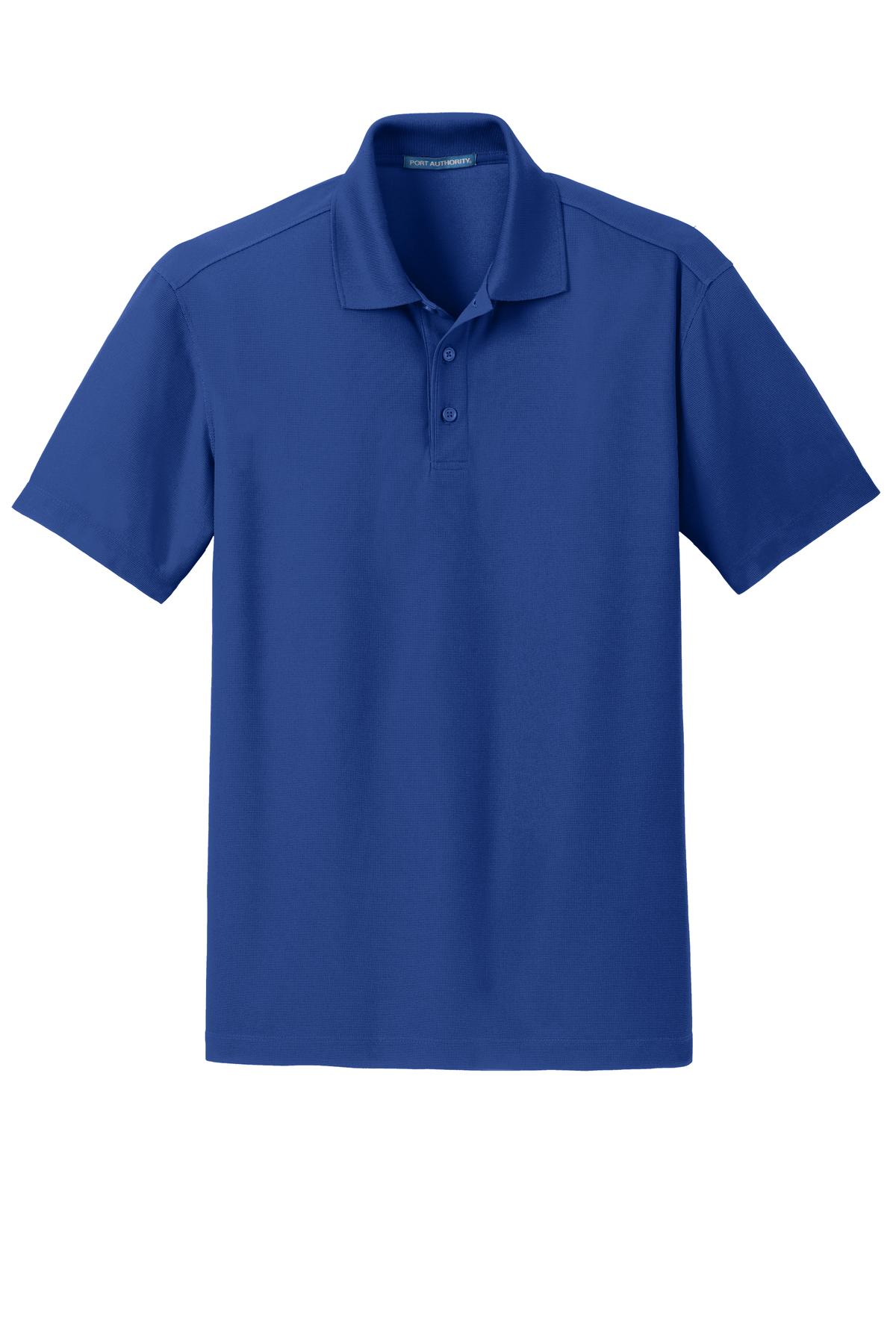 Front View of True Royal Port Authority Dry Zone Grid Polo. K572 plain