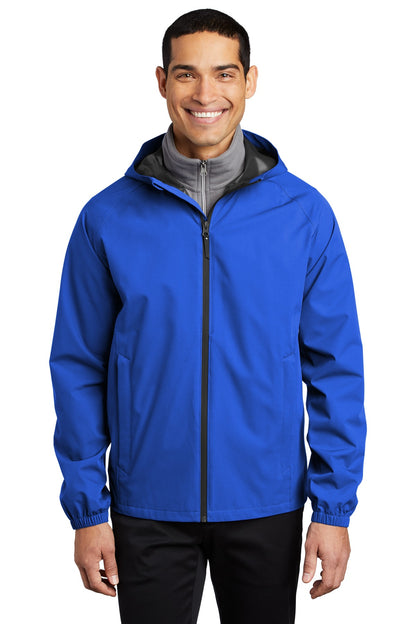 Front View of True Royal Port Authority Essential Rain Jacket J407 plain