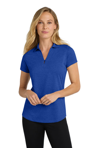 Front View of True Royal Port Authority Women's Digi Heather Performance Polo. L574 plain