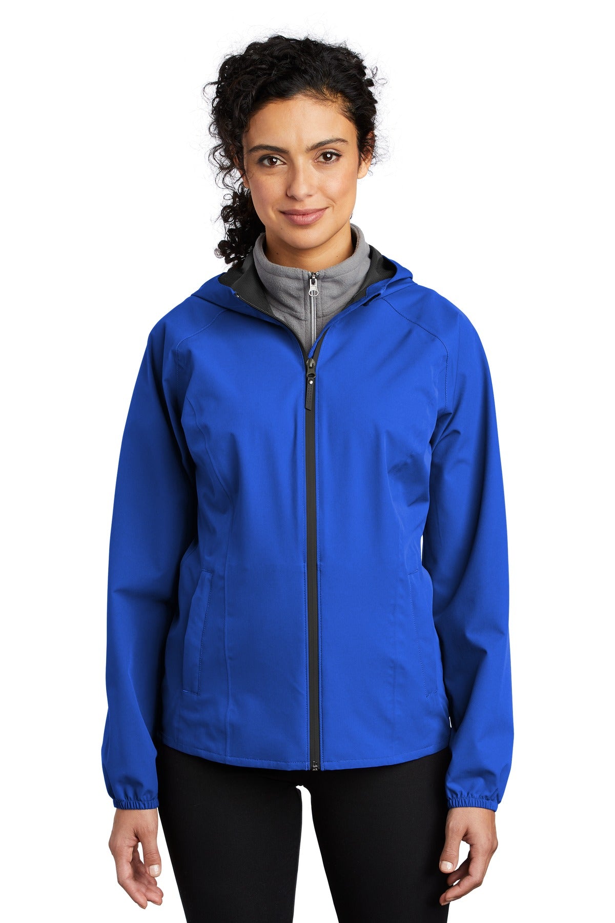 Front View of True Royal Port Authority Women's Essential Rain Jacket L407 plain