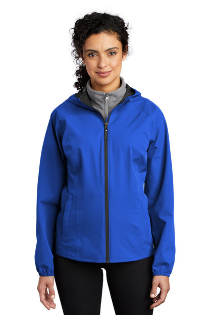 Front View of True Royal Port Authority Women's Essential Rain Jacket L407 plain