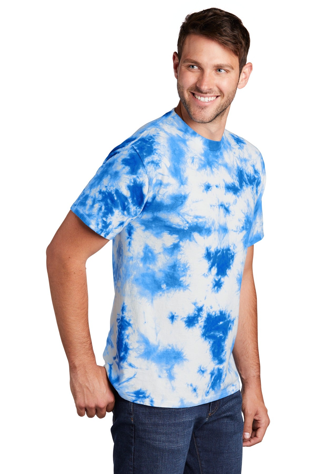 Front View of True Royal Port & Co Crystal Tie-Dye Tee PC145 plain