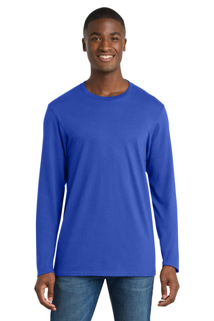 Front View of True Royal Port & Co Long Sleeve Bouncer Tee PC600LS plain