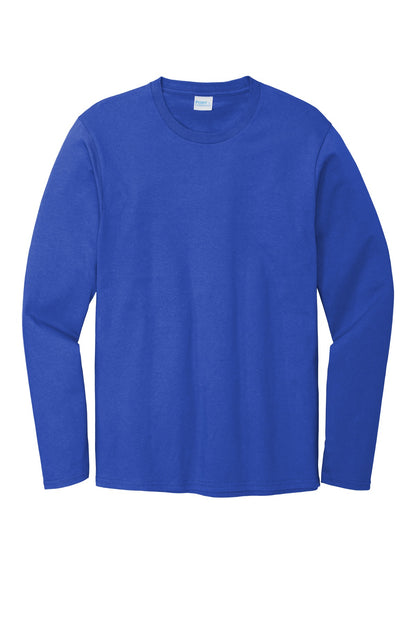Front View of True Royal Port & Co Long Sleeve Bouncer Tee PC600LS plain