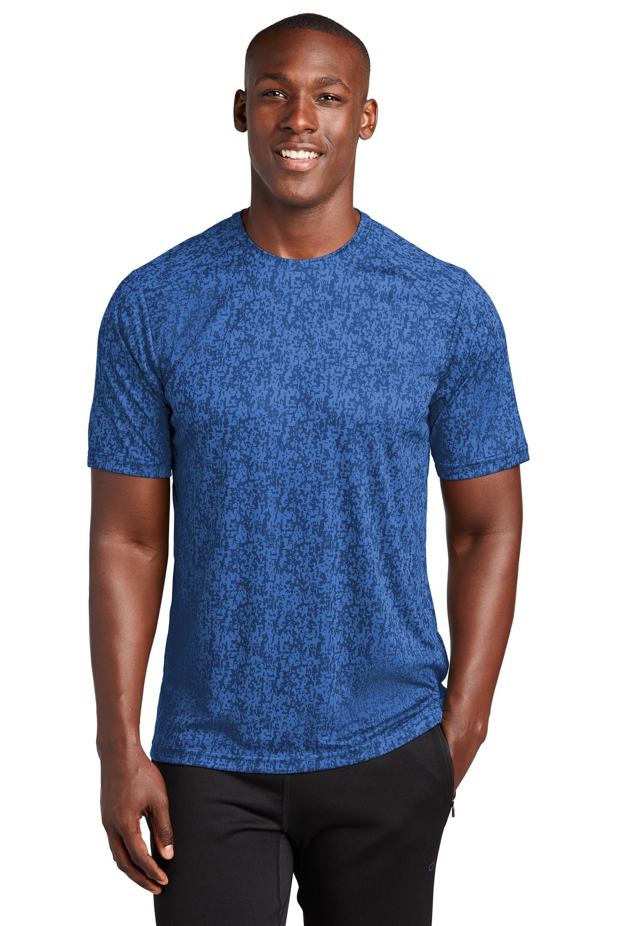 Front View of True Royal Sport-Tek Digi Camo Tee. ST460 plain
