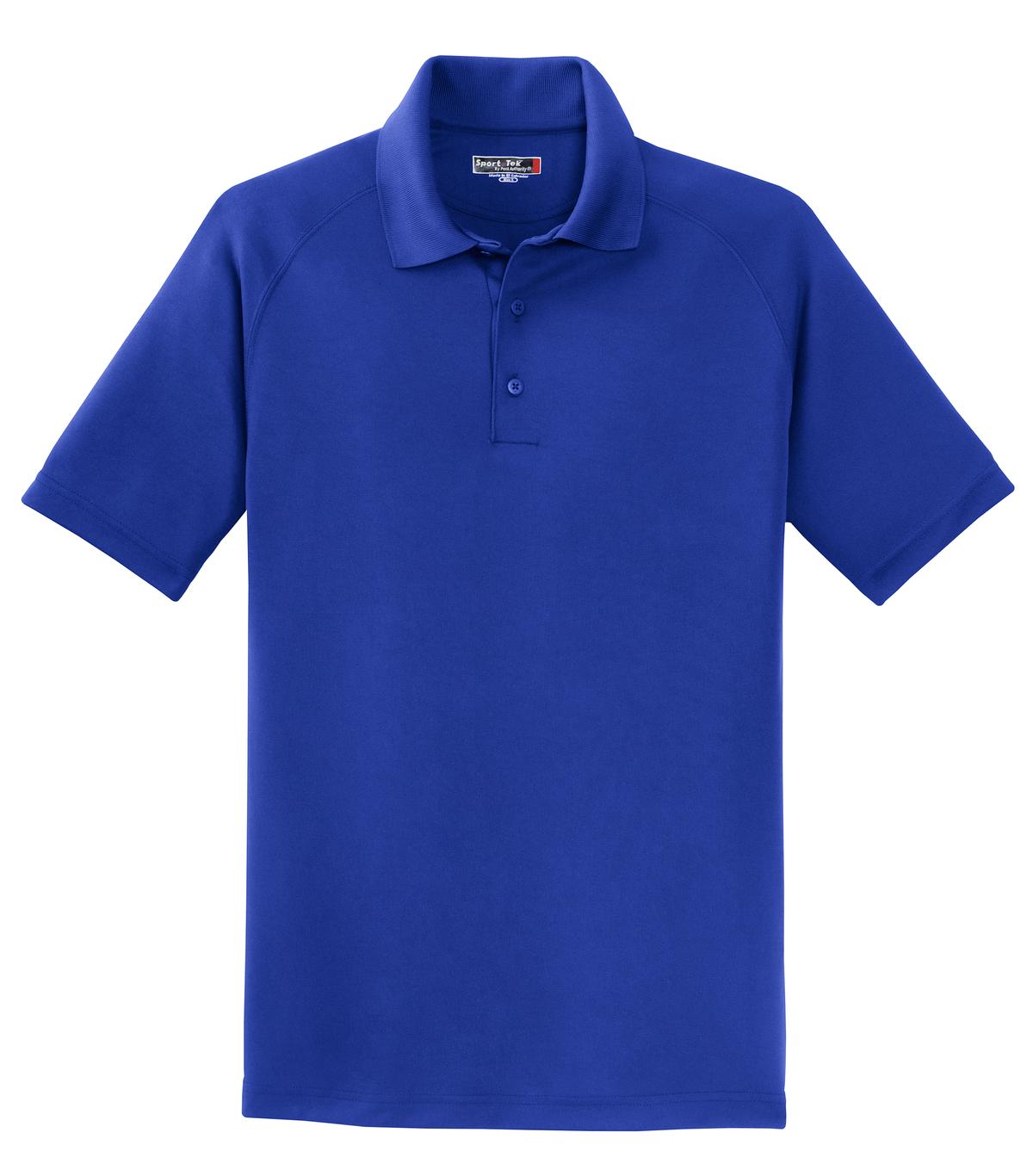 Front View of True Royal Sport-Tek Dry Zone Raglan Polo. T475 plain
