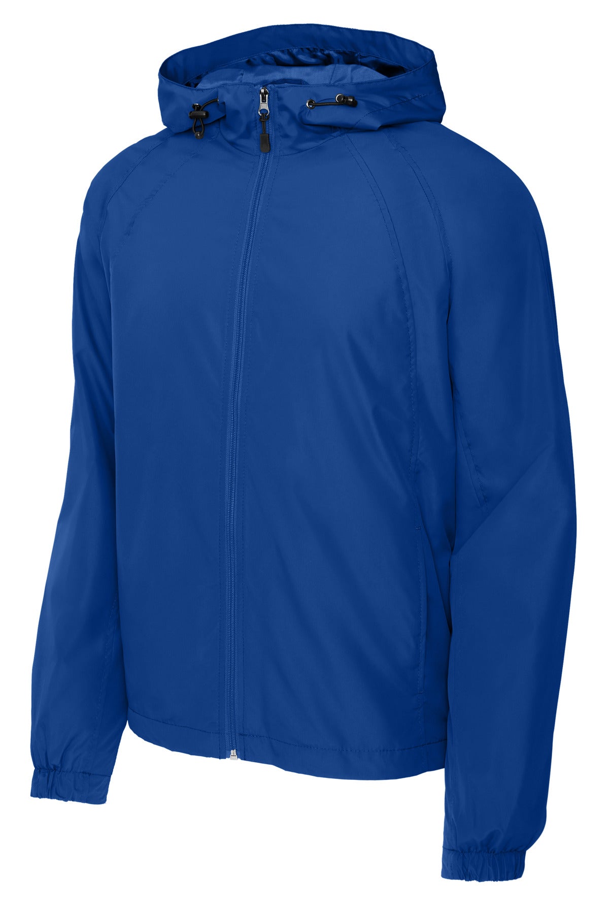 Front View of True Royal Sport-Tek Hooded Raglan Jacket. JST73 plain