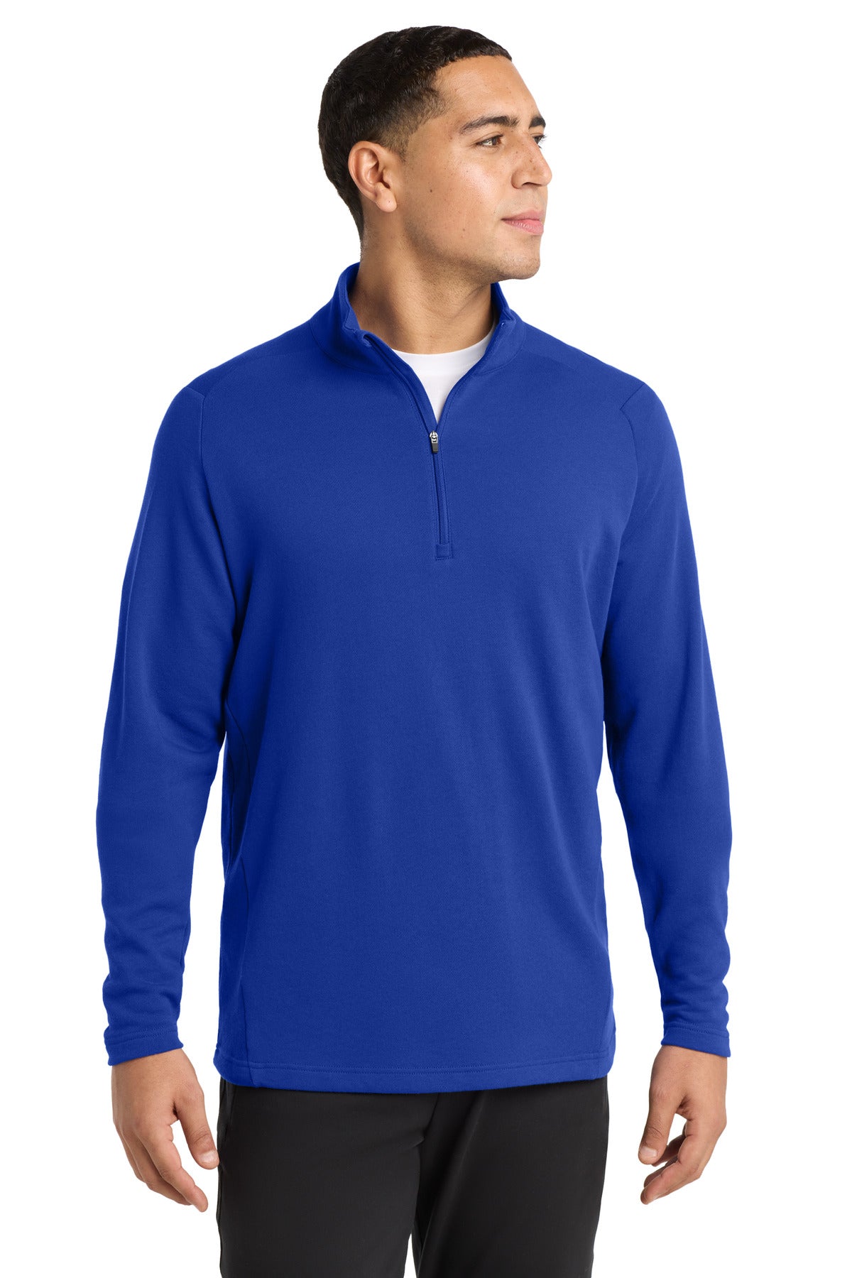 Front View of True Royal Sport-Tek Lightweight French Terry 1/4-Zip Pullover. ST273 plain
