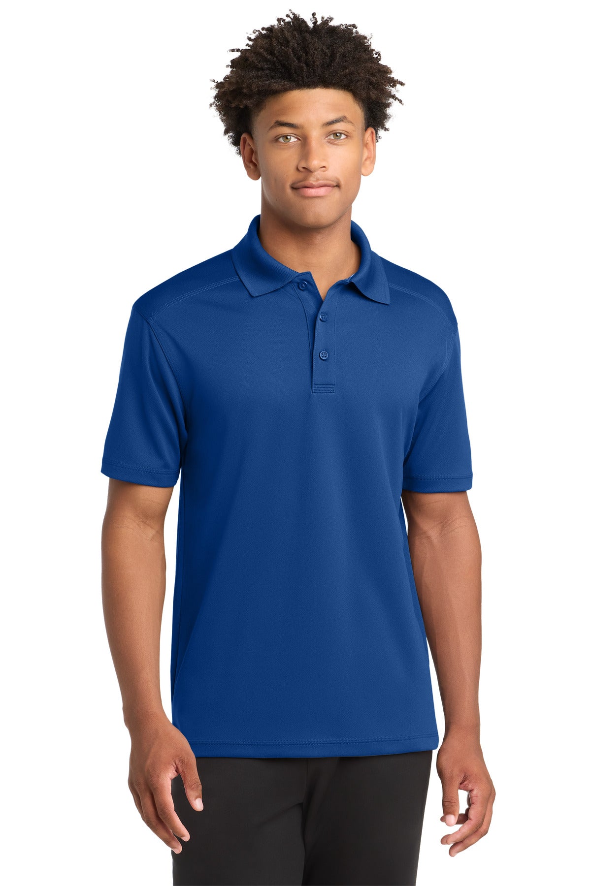 Front View of True Royal Sport-Tek PosiCharge Micro-Mesh Polo. ST680 plain