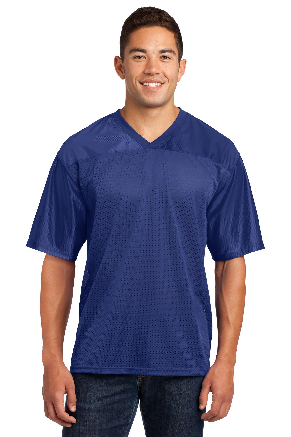 Front View of True Royal Sport-Tek PosiCharge Replica Jersey. ST307 plain