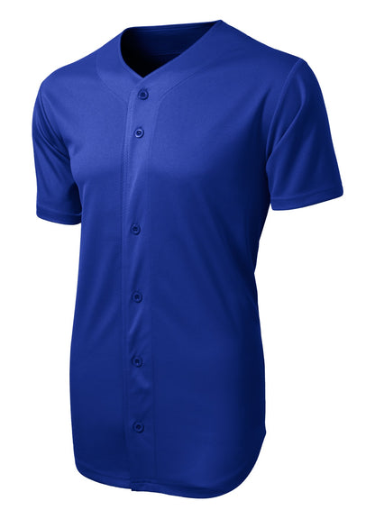Front View of True Royal Sport-Tek PosiCharge Tough Mesh Full-Button Jersey. ST220 plain