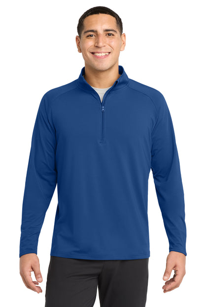 Front View of True Royal Sport-Tek Sport-Wick Stretch 1/4-Zip Pullover. ST850 plain