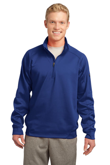 Front View of True Royal Sport-Tek Tech Fleece 1/4-Zip Pullover. F247 plain