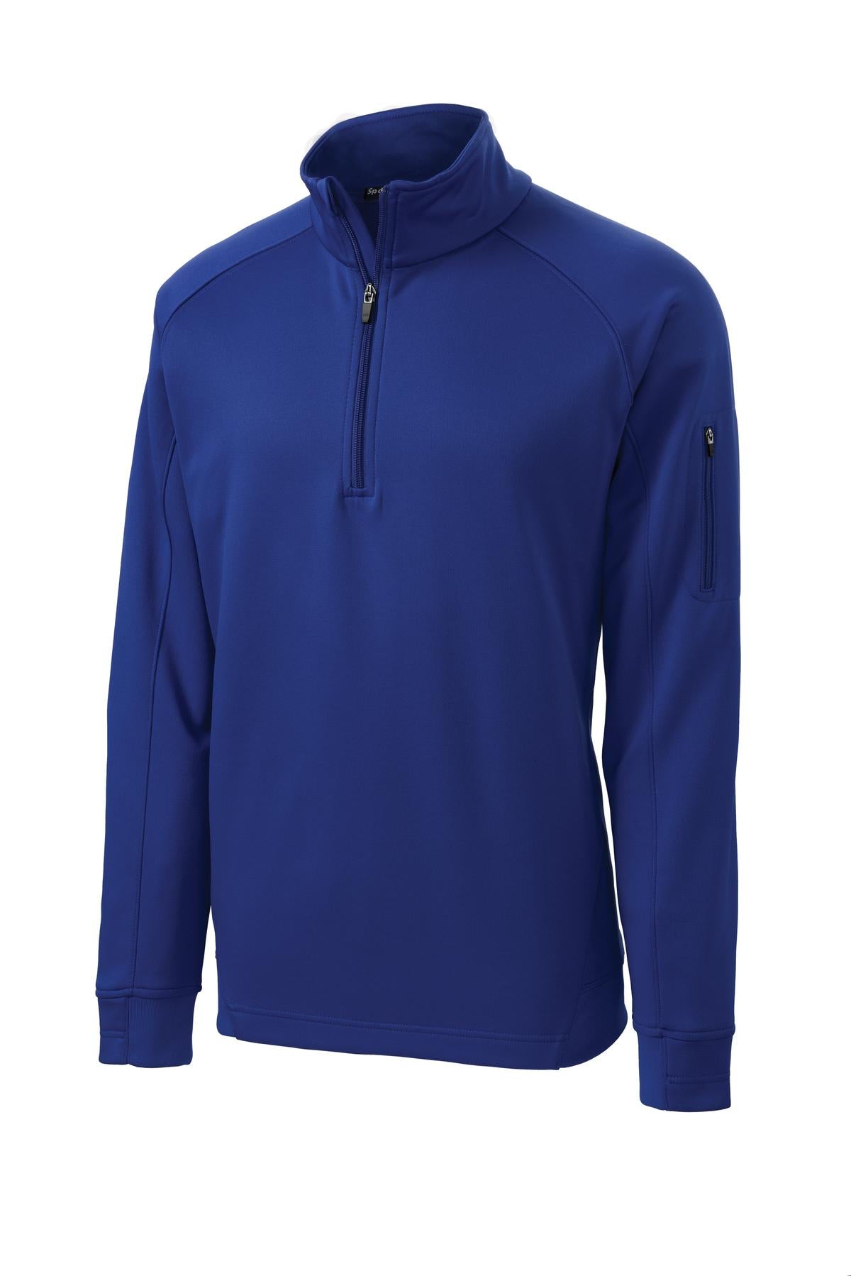 Front View of True Royal Sport-Tek Tech Fleece 1/4-Zip Pullover. F247 plain