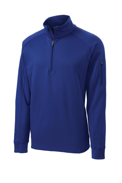 Front View of True Royal Sport-Tek Tech Fleece 1/4-Zip Pullover. F247 plain