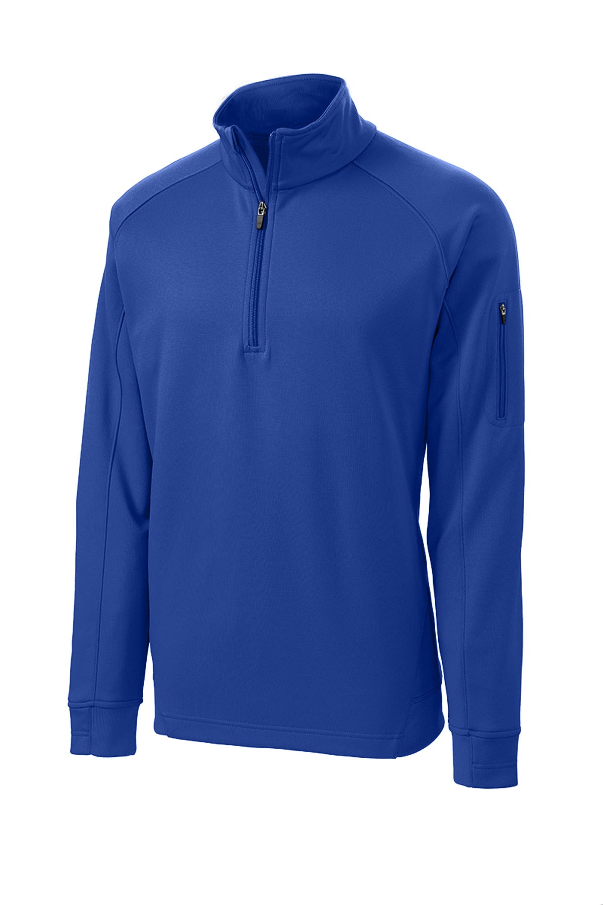Front View of True Royal Sport-Tek Tech Fleece 1/4-Zip Pullover. F247 plain