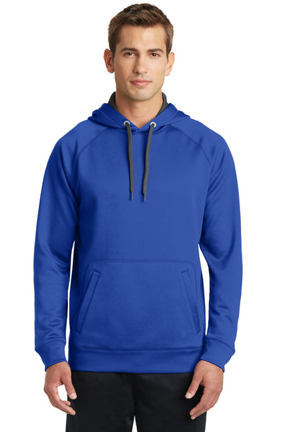 Front View of True Royal Sport-Tek Tech Fleece Hooded Sweatshirt. ST250 plain