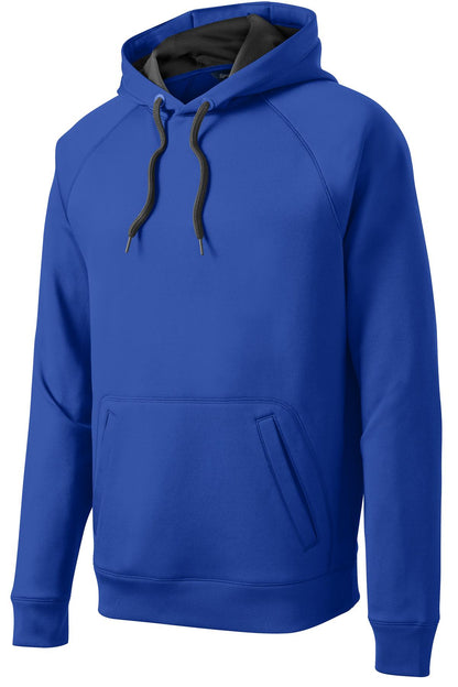 Front View of True Royal Sport-Tek Tech Fleece Hooded Sweatshirt. ST250 plain
