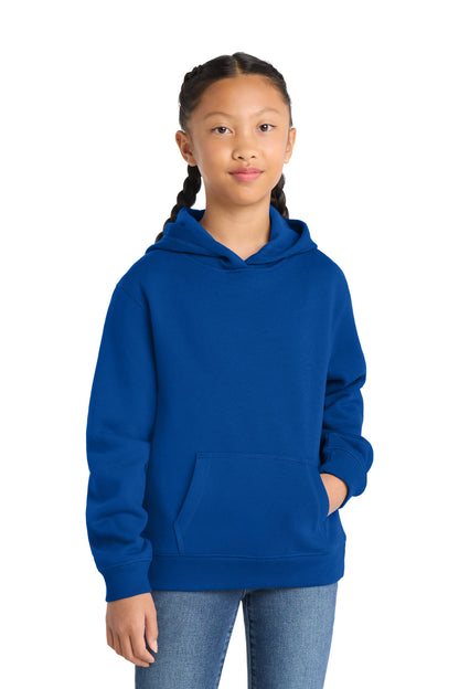 Front View of True Royal Sport-Tek Youth Pullover Hooded Sweatshirt. YST254 plain