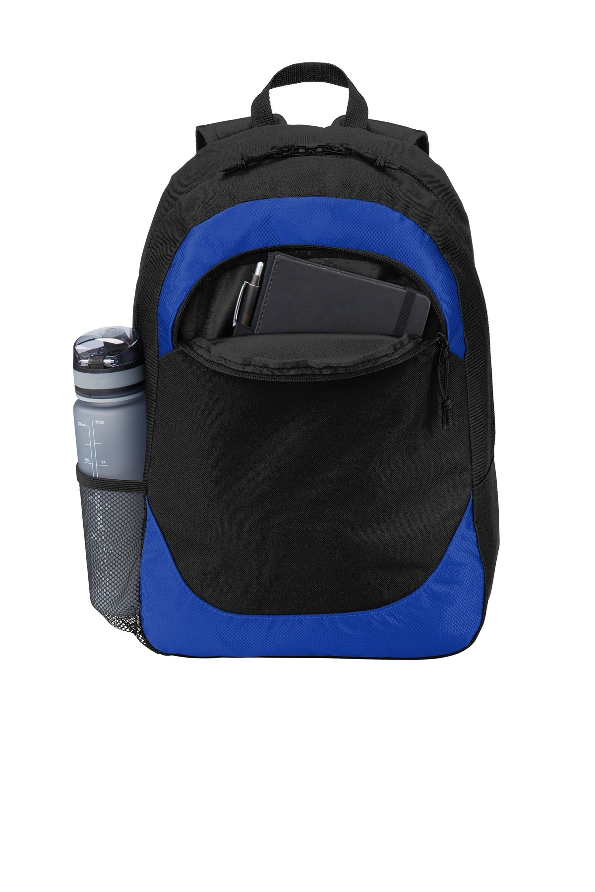 Front View of True Royal/Blk Port Authority Circuit Backpack. BG217 plain