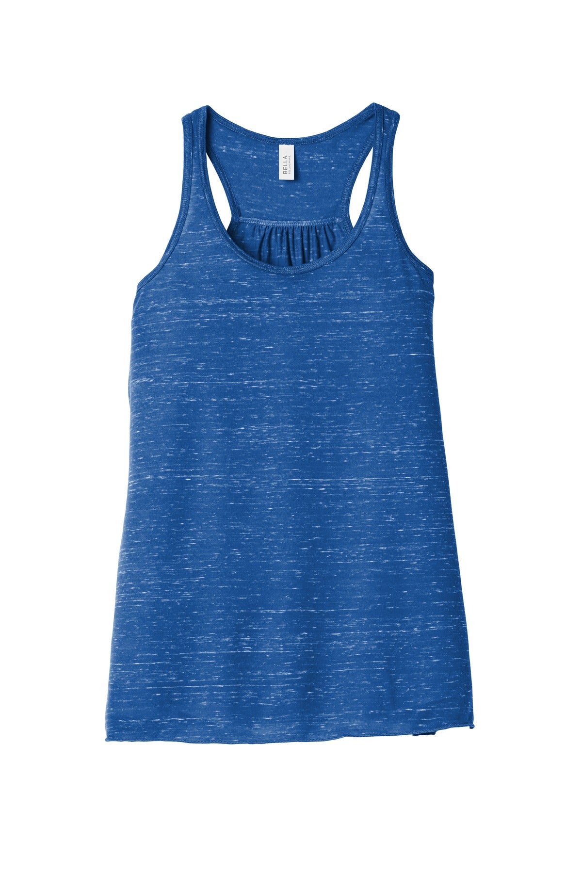 Front View of True Royl Marb BELLA+CANVAS Women's Flowy Racerback Tank. BC8800 plain