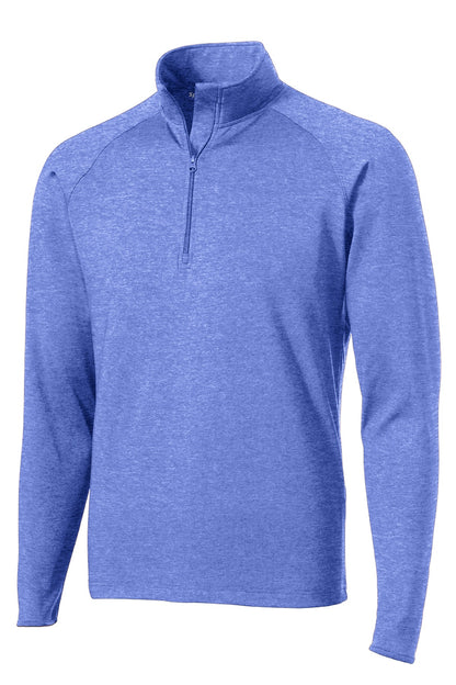Front View of True Ryl Hthr Sport-Tek Sport-Wick Stretch 1/4-Zip Pullover. ST850 plain
