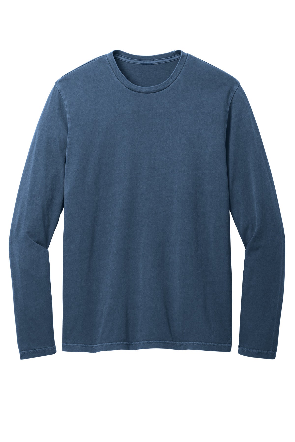 Front View of TrueNavy District Wash Long Sleeve Tee DT2103 plain