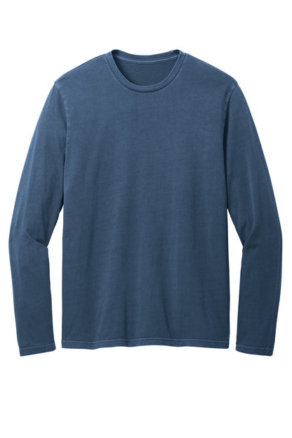 Front View of TrueNavy District Wash Long Sleeve Tee DT2103 plain