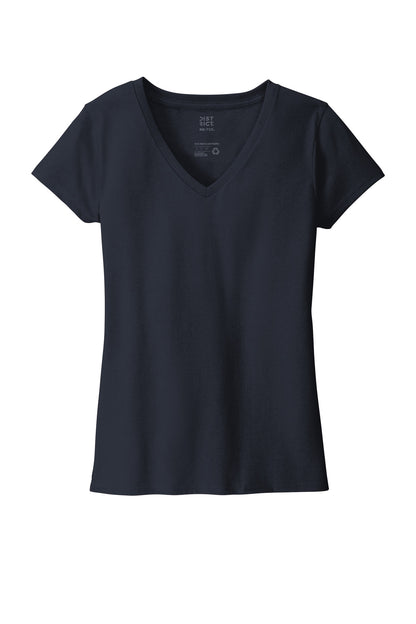 Front View of TrueNavy District Women's Re-Tee V-Neck DT8001 plain