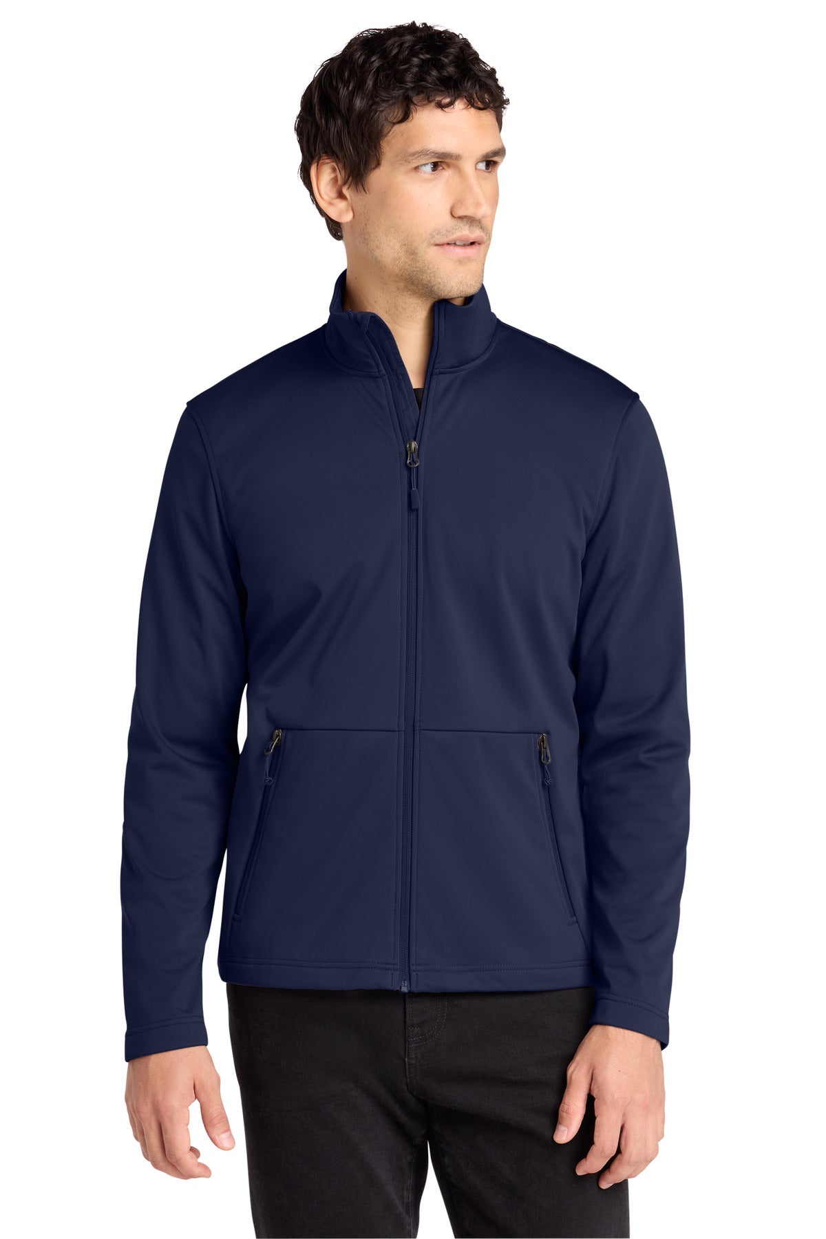 Front View of TrueNavy Port Authority Flexshell Jacket J617 plain