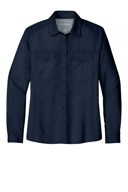 Front View of TrueNavy Port Authority Women's Long Sleeve UV Daybreak Shirt LW960