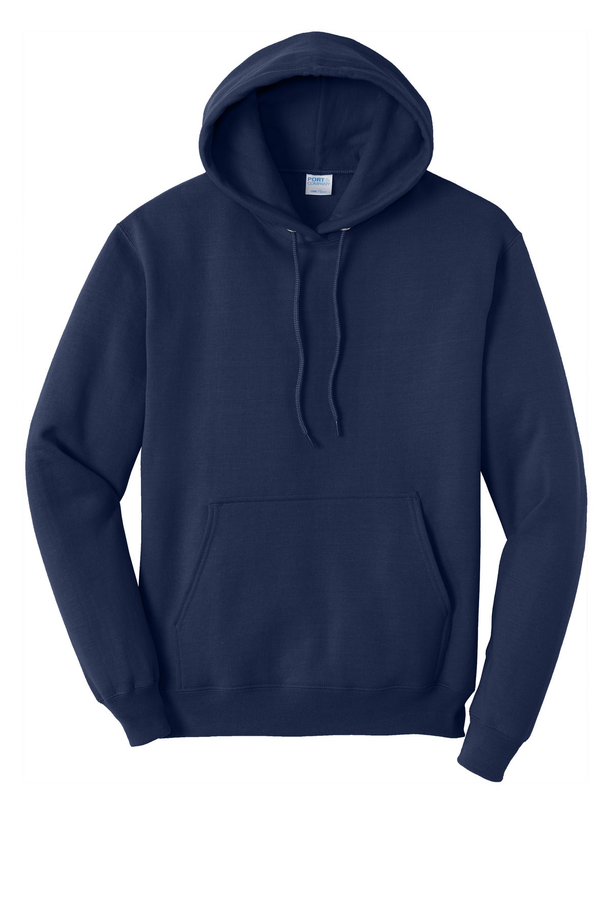 Front View of TrueNavy Port & Co Core Fleece Pullover Hooded Sweatshirt. PC78H