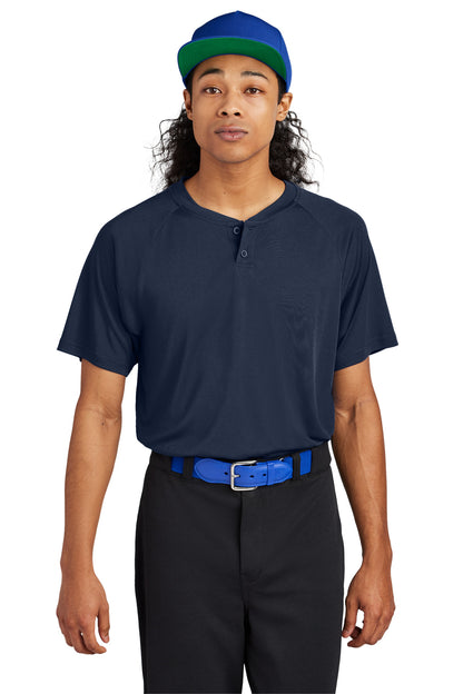 Front View of TrueNavy Sport-Tek PosiCharge Competitor 2-Button Henley ST359 plain