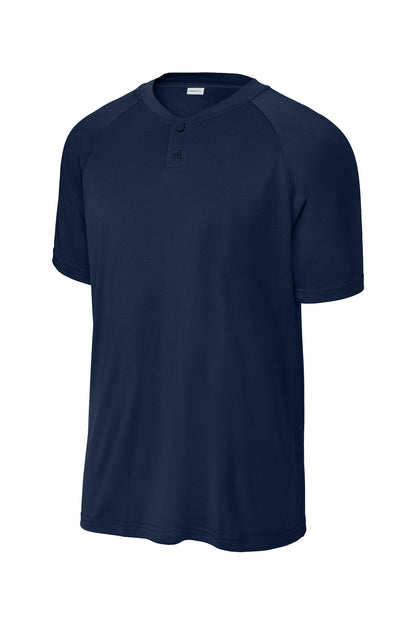 Front View of TrueNavy Sport-Tek PosiCharge Competitor 2-Button Henley ST359 plain