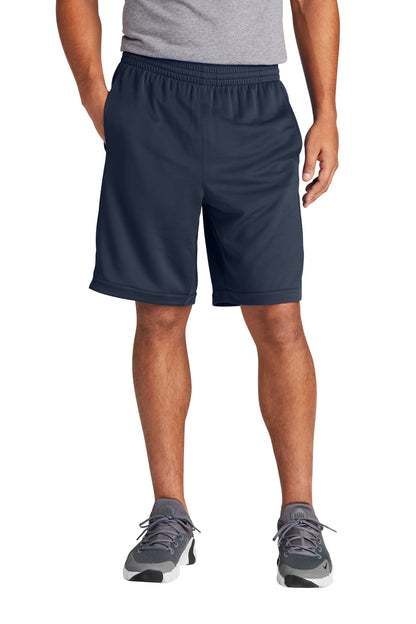 Front View of TrueNavy Sport-Tek PosiCharge Position Short with Pockets ST575 plain
