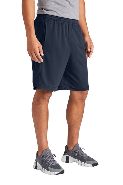 Front View of TrueNavy Sport-Tek PosiCharge Position Short with Pockets ST575 plain