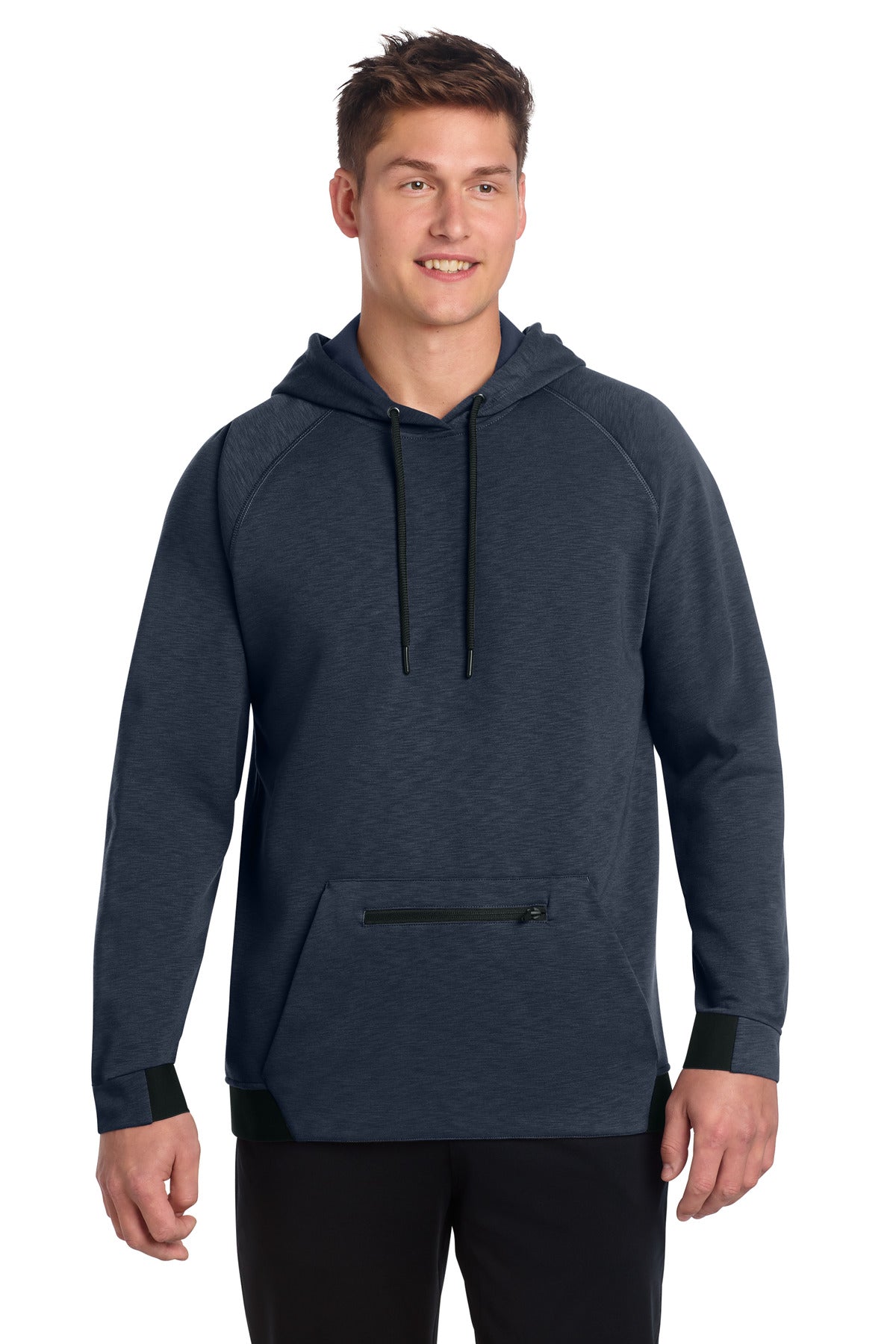 Front View of TrueNavy Sport-Tek PosiCharge Strive Hooded Pullover ST571 plain