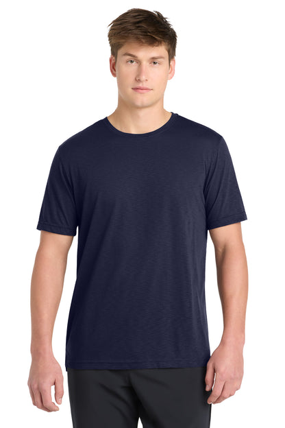 Front View of TrueNavy Sport-Tek PosiCharge Strive Tee. ST430 plain