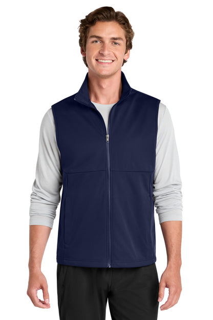 Front View of TrueNavy Sport-Tek Soft Shell Vest ST981 plain