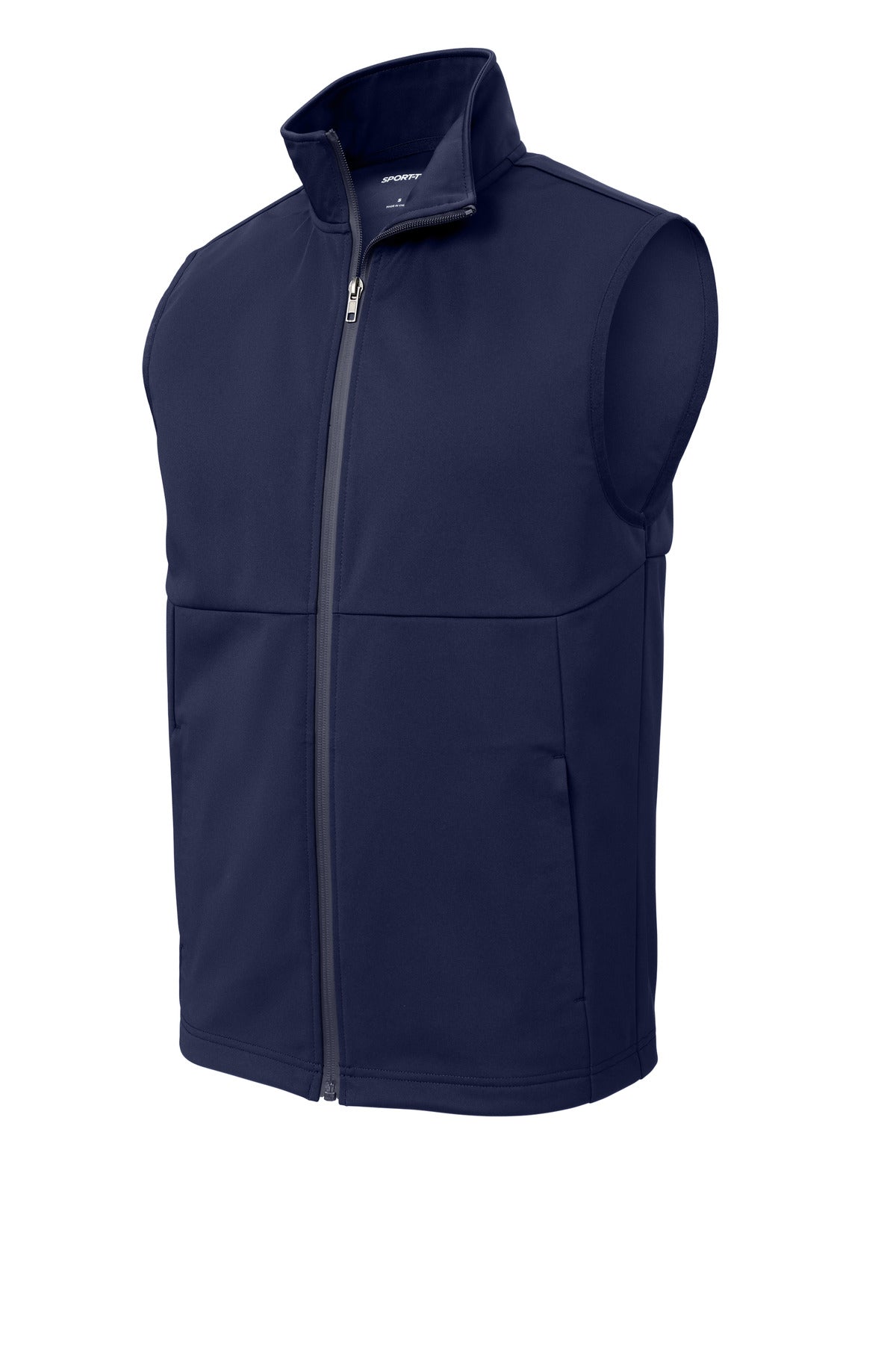 Front View of TrueNavy Sport-Tek Soft Shell Vest ST981 plain