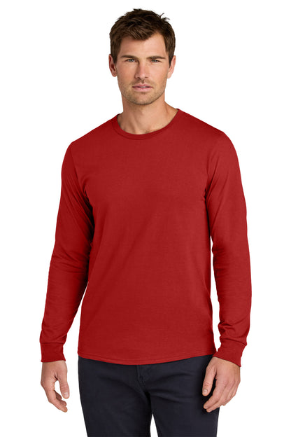 Front View of TrueRed Jerzees Classics Unisex Cotton Long Sleeve T-Shirt 363L plain