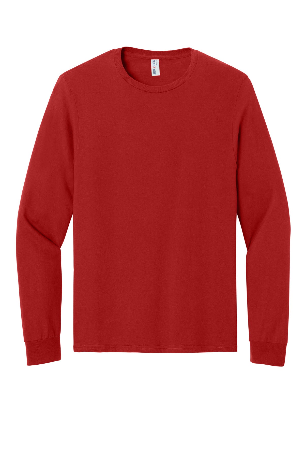 Front View of TrueRed Jerzees Classics Unisex Cotton Long Sleeve T-Shirt 363L plain