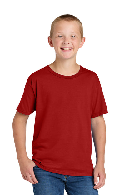 Front View of TrueRed Jerzees Classics Youth Cotton T-Shirt 363Y plain