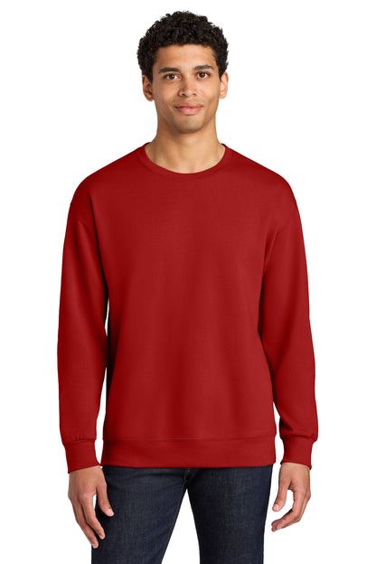 Front View of TrueRed Jerzees Ultimate Unisex CVC Ring Spun Crewneck Sweatshirt IC48M plain