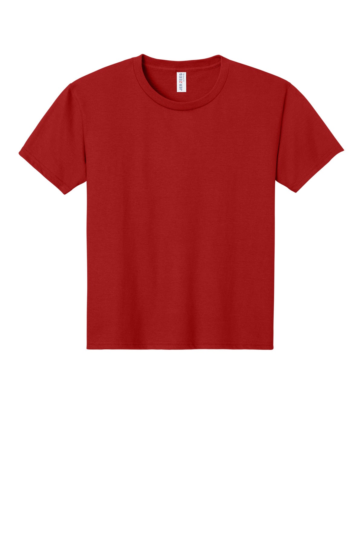 Front View of TrueRed Jerzees Ultimate Youth Ring Spun T-Shirt IC46B plain